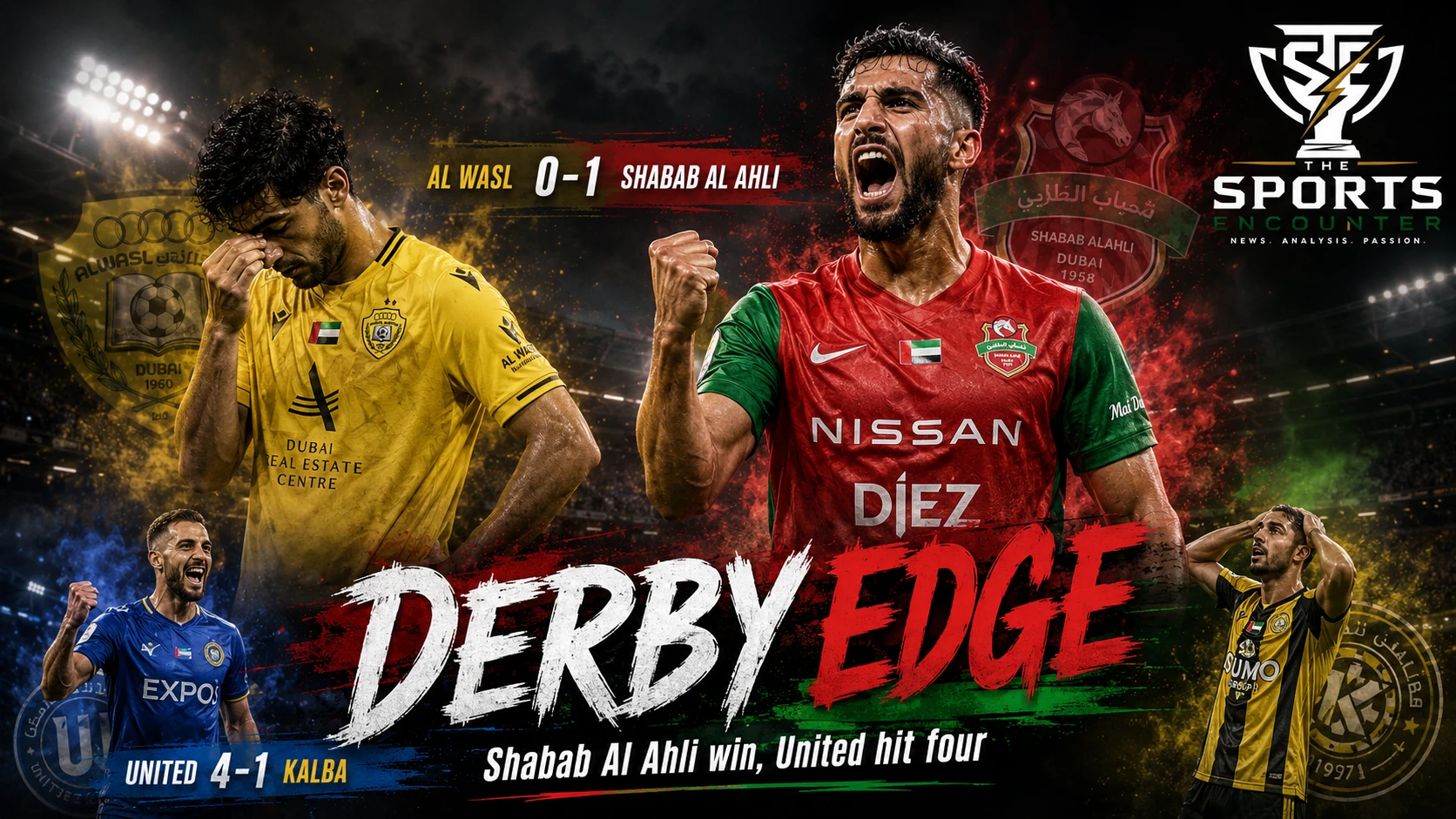 Shabab Al Ahli celebrate their 1-0 win over Al Wasl as United’s 4-1 victory over Kalba headlines the UAE Pro League Matchweek 3 wrap.