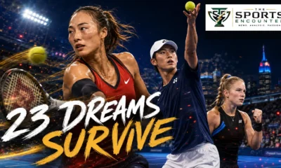Zheng Qinwen, Rei Sakamoto and Kristina Liutova feature in a cinematic US Open qualifying graphic after 23 players secured main-draw places on August 28.