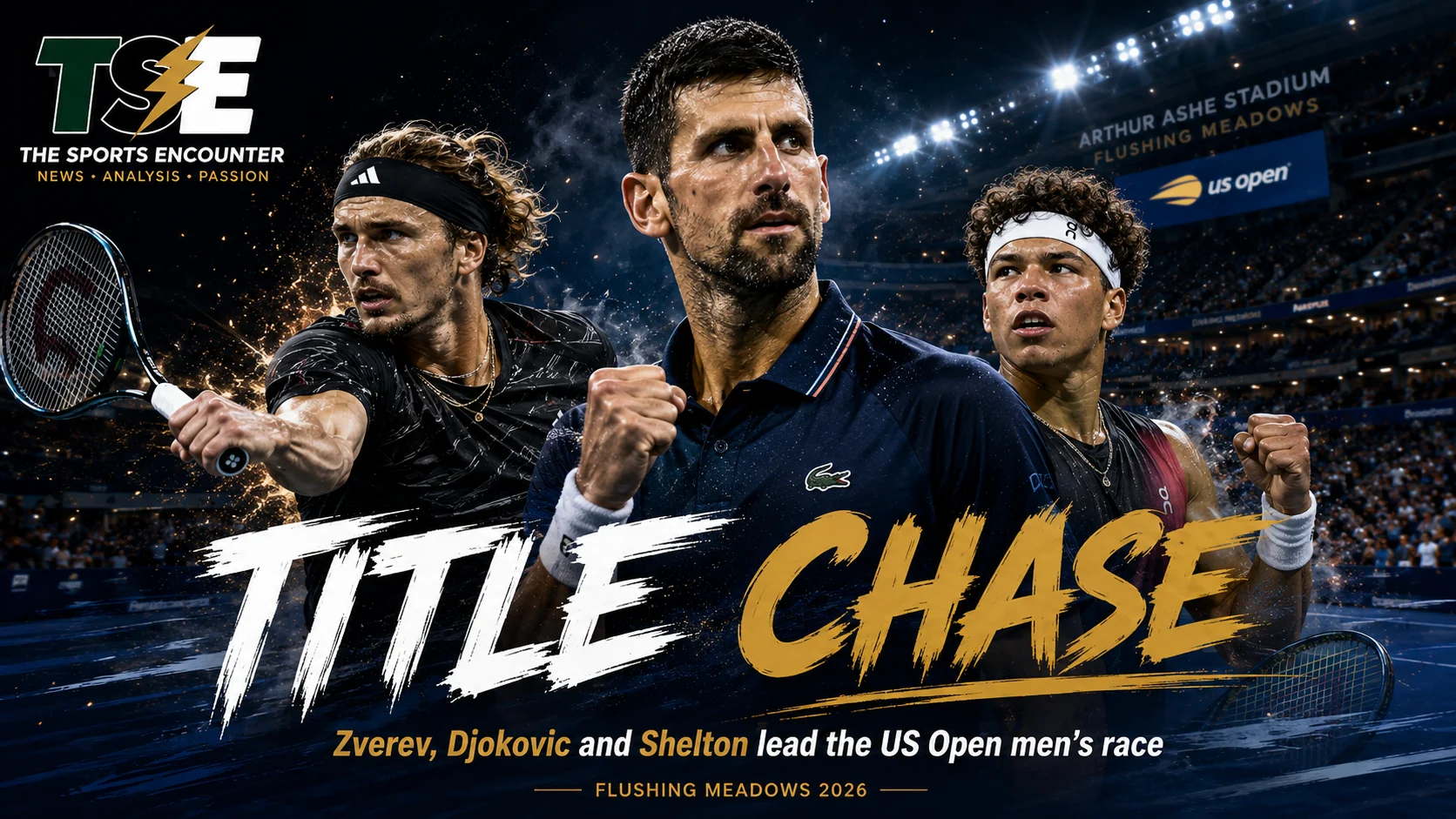 Alexander Zverev, Novak Djokovic and Ben Shelton featured as leading US Open 2026 men’s title contenders after Jannik Sinner’s withdrawal reshaped the draw.