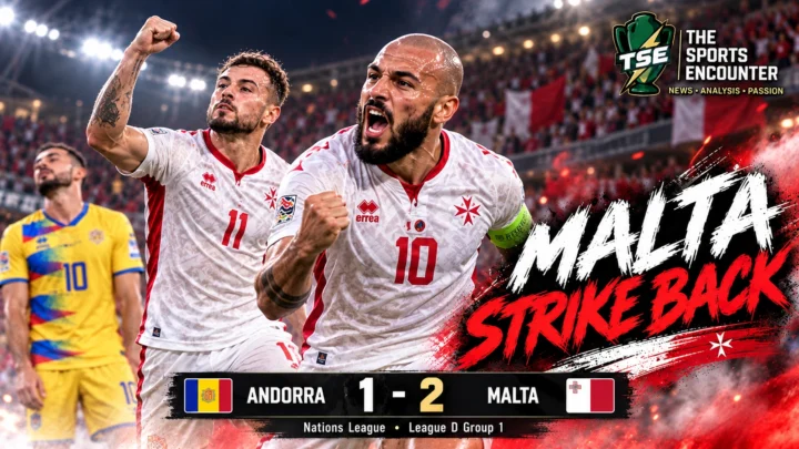 Irvin Cardona and Teddy Teuma celebrate Malta's 2-1 comeback victory over Andorra in the UEFA Nations League in Encamp on September 24, 2026.