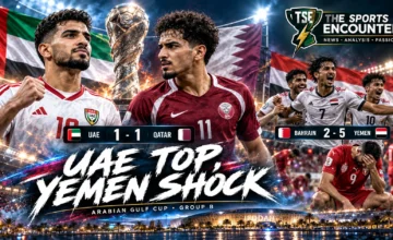 UAE and Qatar players contest the Gulf Cup 27 Group B decider as Yemen celebrate their 5-2 victory over defending champions Bahrain in Jeddah.