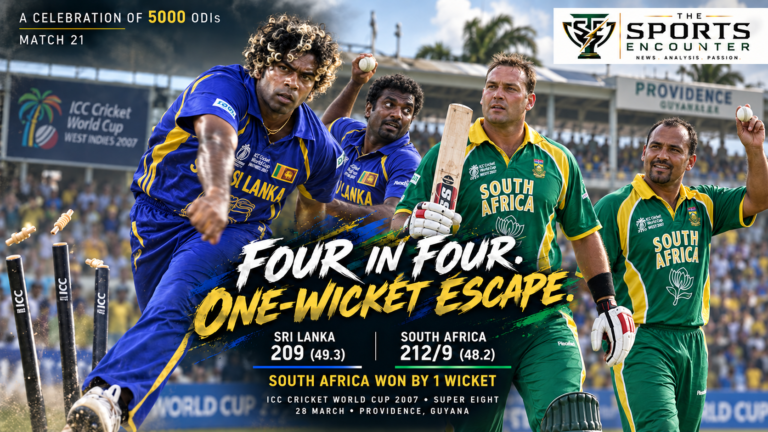 A Celebration of 5000 ODIs Match 21: Malinga Takes Four in Four, but South Africa Escape the Last Wicket