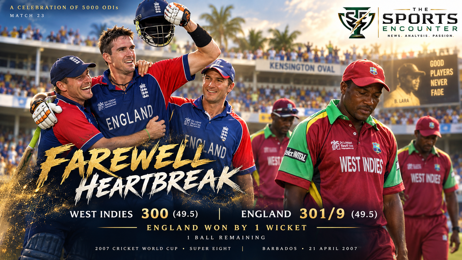 A Celebration of 5000 ODIs Match 23: England’s Last Pair Deny Brian Lara a Winning Farewell