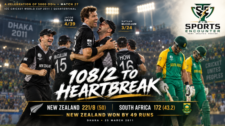 A Celebration of 5000 ODIs Match 27: New Zealand Turn South Africa’s Comfortable Chase Into World Cup Heartbreak