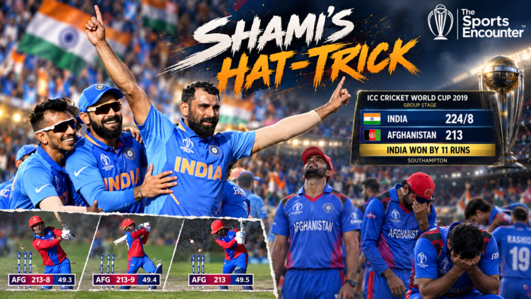 A Celebration of 5000 ODIs Match 34: Shami’s Hat-Trick Saves India After Afghanistan Drag 224 to the Final Over