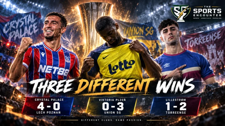 Crystal Palace, Union SG and Torreense players celebrate Europa League Matchday 1 victories over Lech Poznań, Viktoria Plzeň and Lillestrøm.