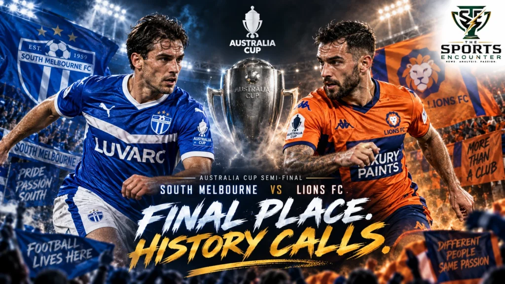 South Melbourne and Lions FC featured ahead of their 2026 Australia Cup semifinal at Lakeside Stadium.