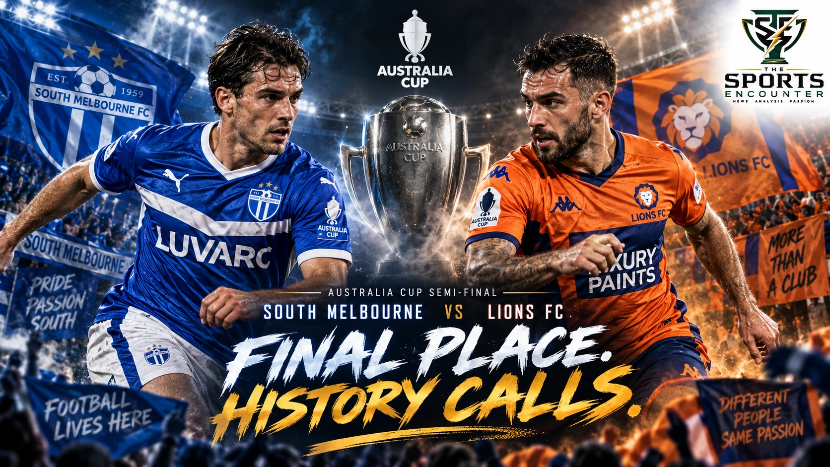 South Melbourne and Lions FC featured ahead of their 2026 Australia Cup semifinal at Lakeside Stadium.