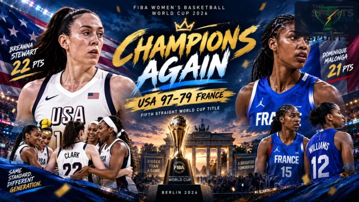 Breanna Stewart leads Team USA against France in the 2026 FIBA Women’s Basketball World Cup final in Berlin, where USA won 97-79 for a fifth straight title.