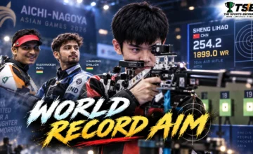 Sheng Lihao competes in the men’s 10m air rifle at the 2026 Asian Games after China set a team world record and India won silver and bronze.