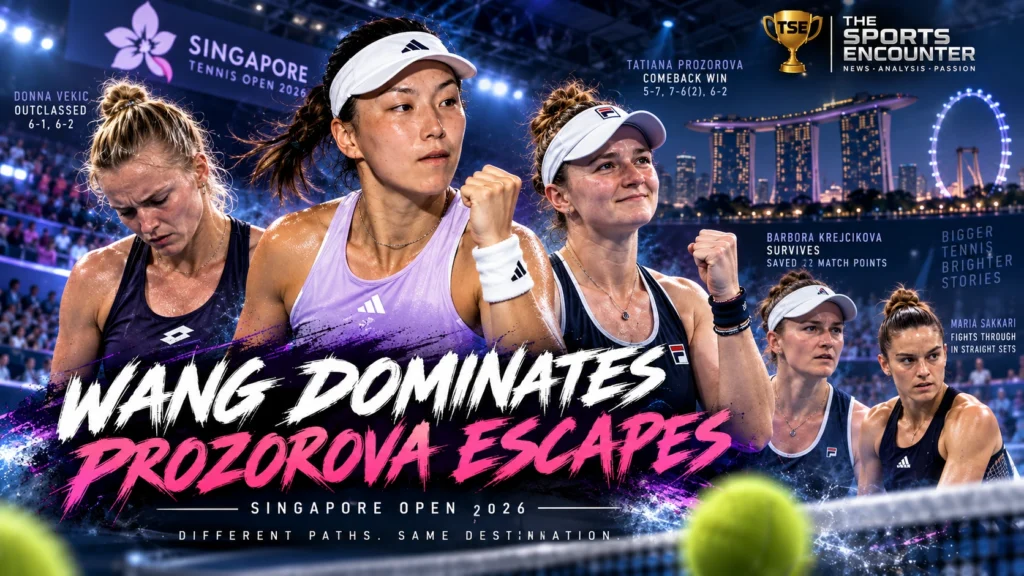 Wang Xinyu, Tatiana Prozorova, Barbora Krejcikova and Maria Sakkari headline the standout performances and major turning points from Singapore Open Day 2.