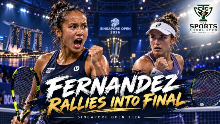 Leylah Fernandez celebrates reaching the Singapore Open 2026 final against Talia Gibson after recovering to defeat Maja Chwalinska in three sets.
