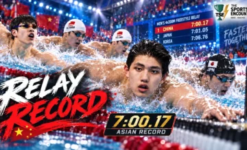 Zhang Zhanshuo anchors China’s men’s 4x200m freestyle relay to Asian Games gold and a 7:00.17 Asian record in Tokyo.