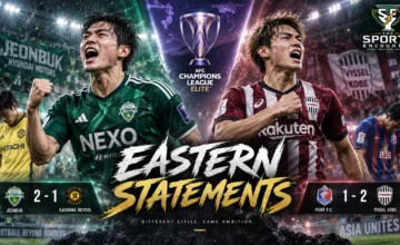 Jeonbuk Hyundai Motors and Vissel Kobe players celebrate their AFC Champions League Elite Matchday 1 victories over Kashiwa Reysol and Port FC.