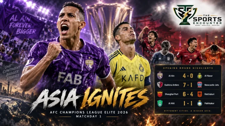 Al Ain celebrate their 4-0 victory over Al Nassr alongside Kashima Antlers and Shanghai Port highlights from the AFC Champions League Elite 2026/27 opening round.