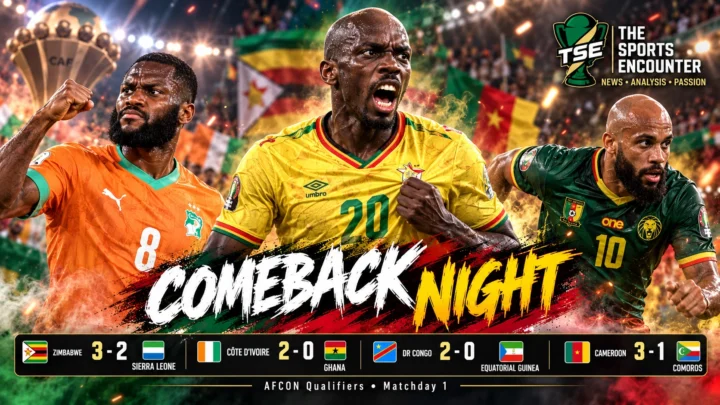 Marshall Munetsi celebrates Zimbabwe’s dramatic comeback against Sierra Leone alongside key moments from Côte d’Ivoire, Cameroon and DR Congo on the opening night of AFCON 2027 qualifying.