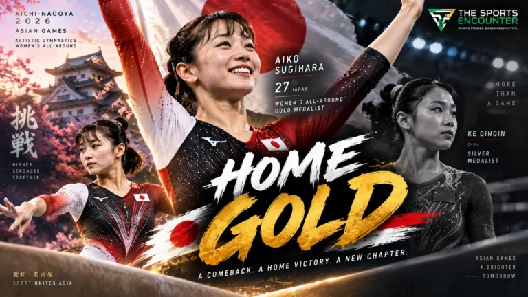 Aiko Sugihara of Japan competes in women's artistic gymnastics at the Aichi-Nagoya 2026 Asian Games, where she won the individual all-around gold medal.