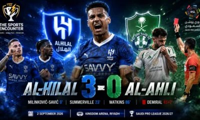 Ollie Watkins celebrates for Al-Hilal after scoring in a 3-0 Saudi Pro League win over Al-Ahli in Riyadh.