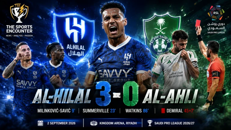 Ollie Watkins celebrates for Al-Hilal after scoring in a 3-0 Saudi Pro League win over Al-Ahli in Riyadh.
