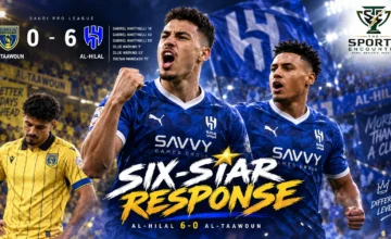 Gabriel Martinelli and Ollie Watkins celebrate Al-Hilal’s 6-0 Saudi Pro League win over Al-Taawoun, with Martinelli scoring a hat-trick and Watkins adding two goals.
