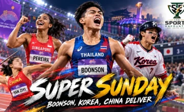 Puripol Boonson, Shanti Pereira, South Korean baseball players and Chinese athletes headline Sunday action at the 2026 Asian Games in Aichi-Nagoya.