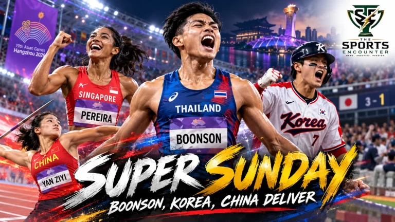 Puripol Boonson, Shanti Pereira, South Korean baseball players and Chinese athletes headline Sunday action at the 2026 Asian Games in Aichi-Nagoya.