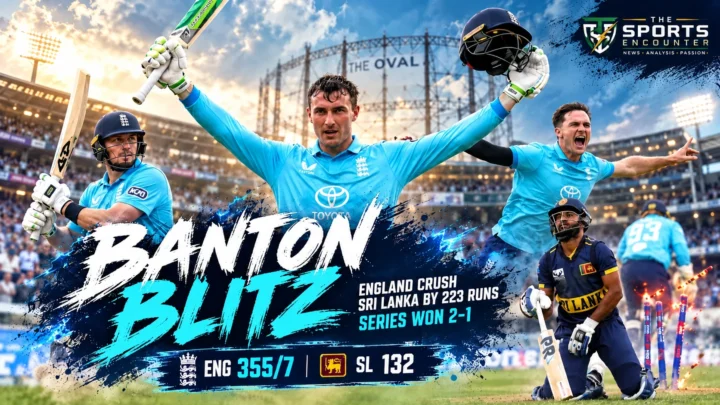 Tom Banton celebrates his maiden England century as Liam Dawson and Jordan Cox help England crush Sri Lanka by 223 runs and win the ODI series 2-1.