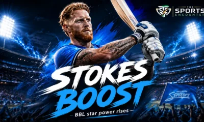 Ben Stokes in Adelaide Strikers colors featured in a cinematic BBL|16 graphic highlighting his move to the Big Bash, his post-England future and the league’s growing crowd appeal.