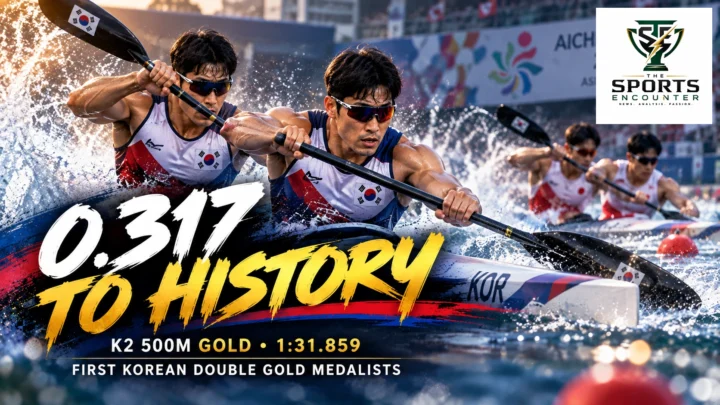 Cho Gwang-hee and Kim Hyo-bin power toward men’s kayak double 500m gold at the 2026 Asian Games after beating Japan by 0.317 seconds.