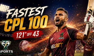 Dasun Shanaka celebrates during his record-breaking unbeaten 121 for St Kitts and Nevis Patriots against St Lucia Kings in CPL 2026.