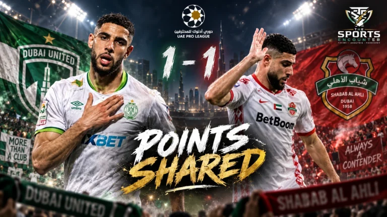 Saeid Ezatolahi celebrates after scoring the equalizer as Shabab Al Ahli draw 1-1 with Dubai United in the UAE Pro League.