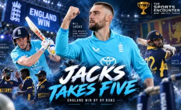 Will Jacks celebrates a five-wicket haul after scoring an unbeaten 46 as England defeat Sri Lanka by 89 runs in the first ODI at Chester-le-Street.
