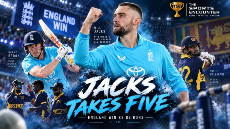 Will Jacks celebrates a five-wicket haul after scoring an unbeaten 46 as England defeat Sri Lanka by 89 runs in the first ODI at Chester-le-Street.