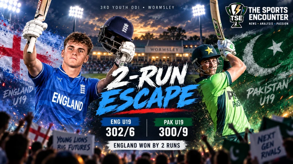 Hamza Zahoor and Hasnain Abbas Dar lead Pakistan U19's late chase against England U19 before the hosts hold on for a two-run victory at Wormsley.