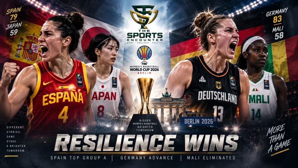 Spain celebrate their Group A win after beating Japan as Germany defeat Mali to advance at the FIBA Women’s World Cup 2026.
