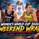 Women’s basketball players from Mali, France, Australia and Belgium feature in a cinematic FIBA Women’s World Cup 2026 weekend wrap graphic highlighting major results and qualification battles.