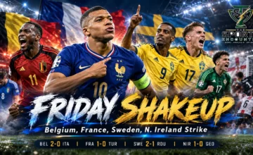 Belgium, France, Northern Ireland and Sweden players celebrate key victories during Friday’s UEFA Nations League action on September 25, 2026.