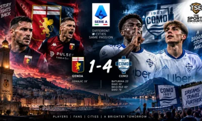 Assane Diao and Nico Paz celebrate as Como beat Genoa 4-1 in Serie A, extending Cesc Fàbregas’ unbeaten start before the club’s Champions League campaign.