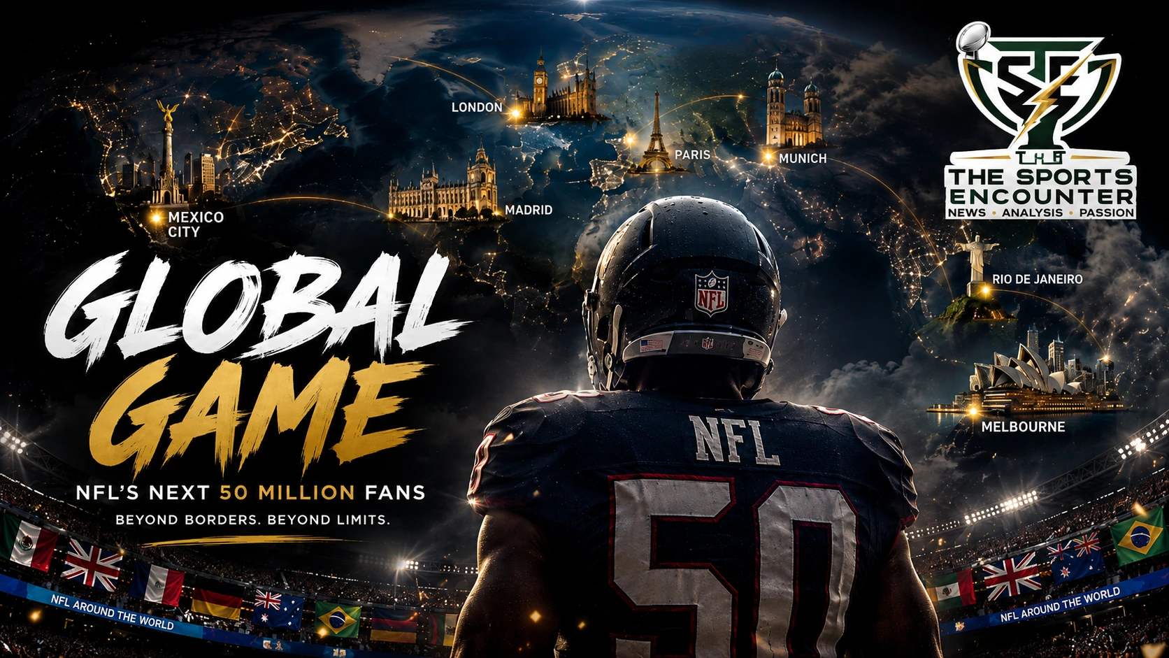 NFL teams expand into international markets as the league targets 50 million new overseas fans through global games, flag football and year-round fan development.