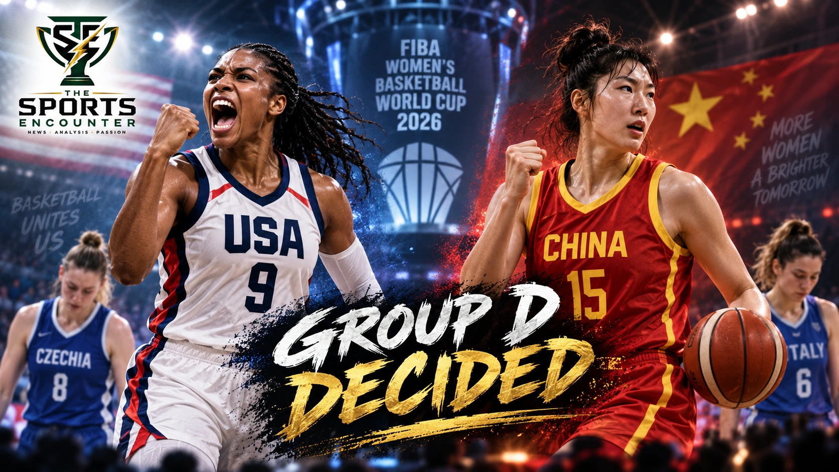 Team USA celebrate a 105-64 win over Czechia while China defeat Italy 71-51 to secure second place in Group D at the FIBA Women’s World Cup 2026.