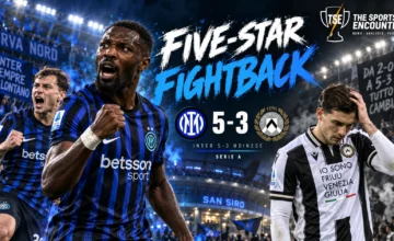 Inter players celebrate during their 5-3 comeback victory over Udinese at San Siro after recovering from a two-goal deficit in Serie A.