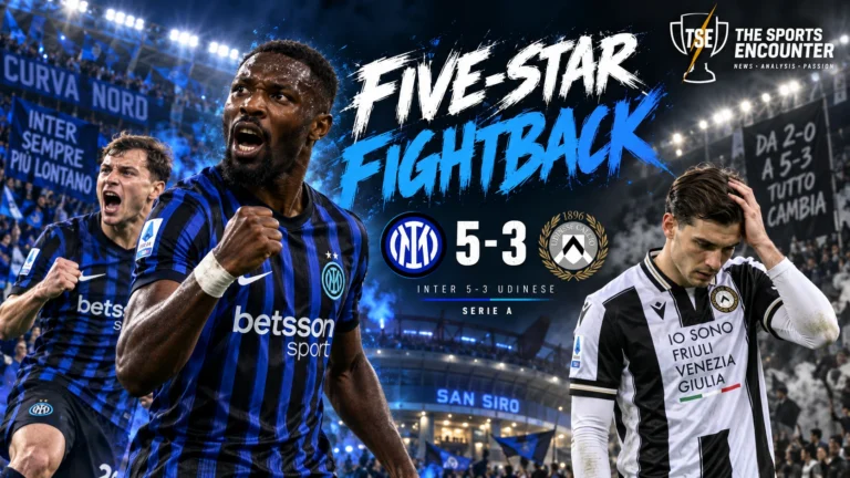 Inter players celebrate during their 5-3 comeback victory over Udinese at San Siro after recovering from a two-goal deficit in Serie A.