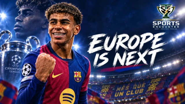 Lamine Yamal in Barcelona colors ahead of the 2026-27 Champions League campaign as the 19-year-old vice-captain targets European glory.