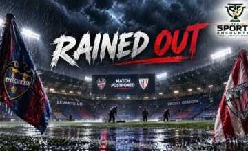 Heavy rain falls over the Ciutat de València after the La Liga match between Levante and Athletic Club was postponed because of unsafe conditions.