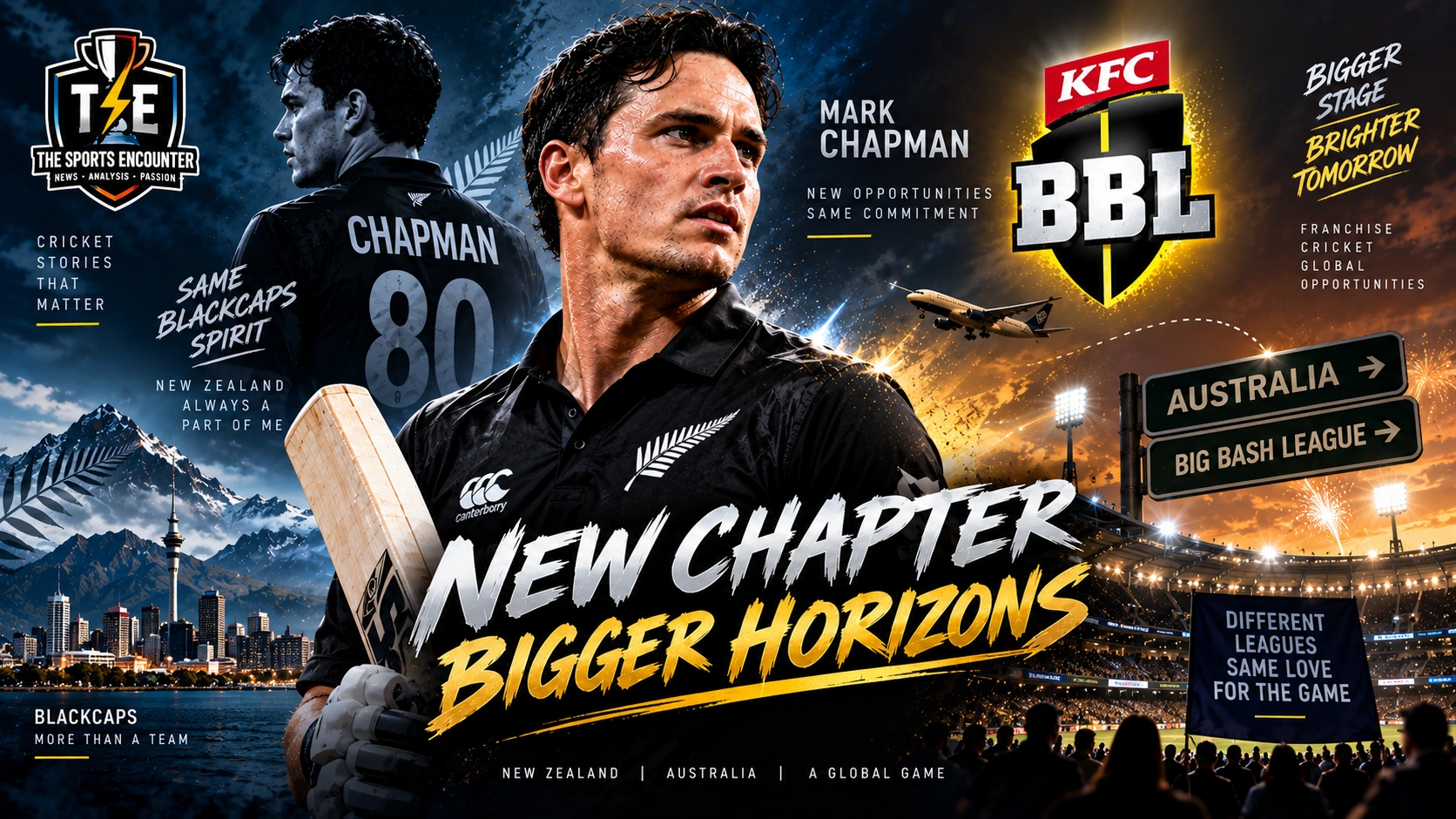 Mark Chapman in New Zealand colors as he moves to a casual Blackcaps contract to pursue a Big Bash League opportunity.