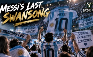 Lionel Messi in Argentina colors at a packed stadium, representing his planned October 6 farewell appearance against Benin in Buenos Aires.