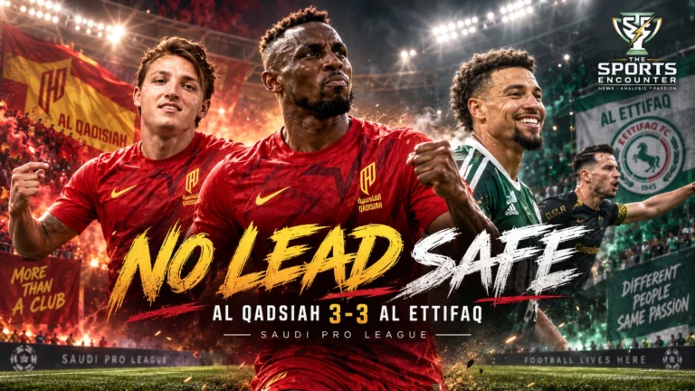 Julián Quiñones and Al Qadsiah players during the 3-3 Saudi Pro League draw against Al Ettifaq, where Al Qadsiah twice lost the lead.
