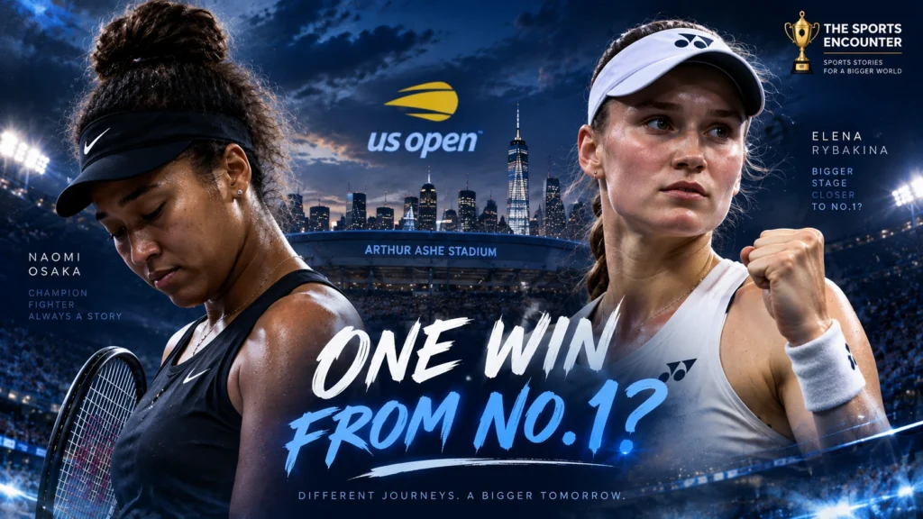 Elena Rybakina celebrates after defeating Naomi Osaka 6-1, 6-4 in the US Open 2026 Round of 16.