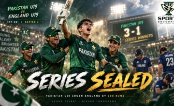 Pakistan Under-19 players celebrate during their 200-run victory over England Under-19s at Wormsley in the fourth Youth ODI.