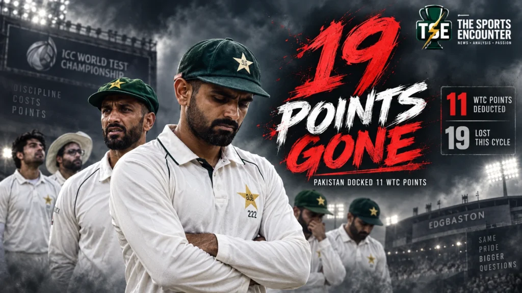 Pakistan Test players look dejected at Edgbaston after an 11-point World Test Championship deduction for a slow over-rate against England.